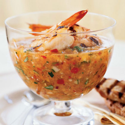 Spain: Grilled Shrimp Gazpacho