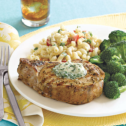 Grilled Pork Chops with Herb Butter 