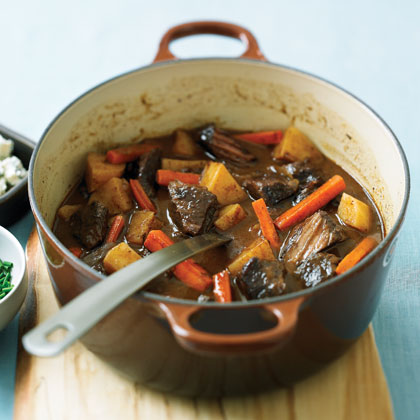 Smoky Beef Stew with Blue Cheese and Chives 