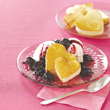Pound-Cake Hearts with Cherry Sauce 