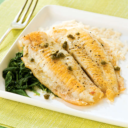 Flounder Piccata with Spinach 