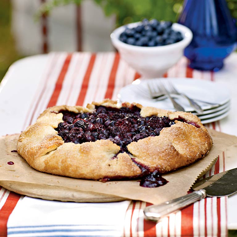 Blueberry and Blackberry Galette with Cornmeal Crust 