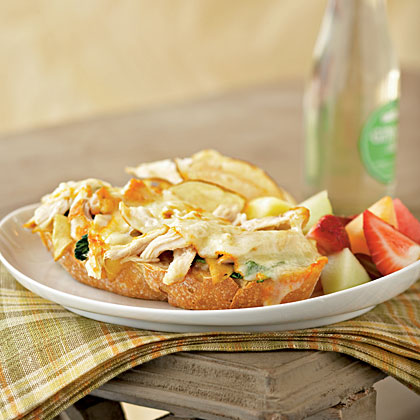 Open-Faced Chicken and Muenster Sandwiches with Apricot-Dijon Spread