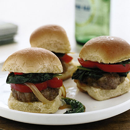 Sausage Sliders with Spinach and Peppers 