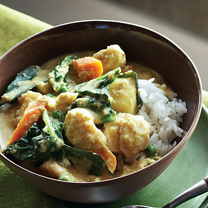 Coconut Ginger Curry with Vegetables and Halibut 