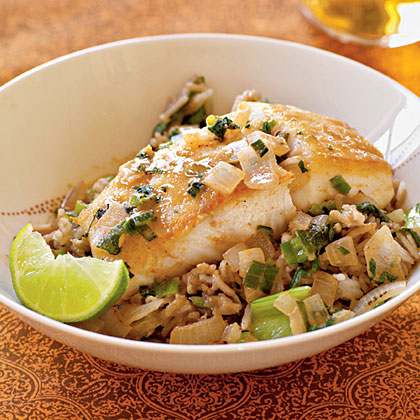 Halibut with Coconut&ndash;Red Curry Sauce