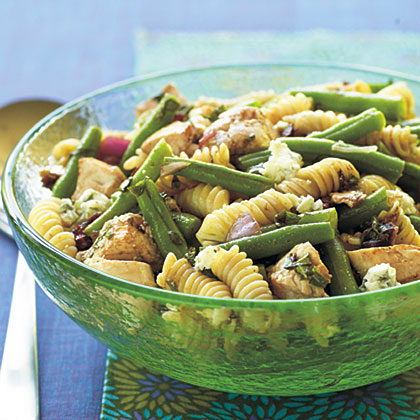 Chicken, Bean, and Blue Cheese Pasta Salad with Sun-Dried Tomato Vinaigrette 