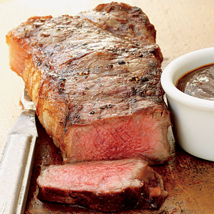 Strip Steaks with Red-Eye Barbecue Sauce