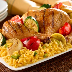 Grilled Chicken & Veggies Over Rice 