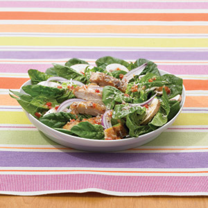 Spinach Salad with Grilled Chicken Thighs 