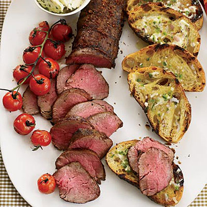 Grilled Beef Tenderloin with Ancho-Jalapeńo Butter 