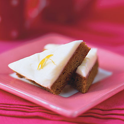 Gingerbread Squares with Lemon-Cream Cheese Frosting