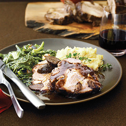 Pork Shoulder Roast with Figs, Garlic, and Pinot Noir