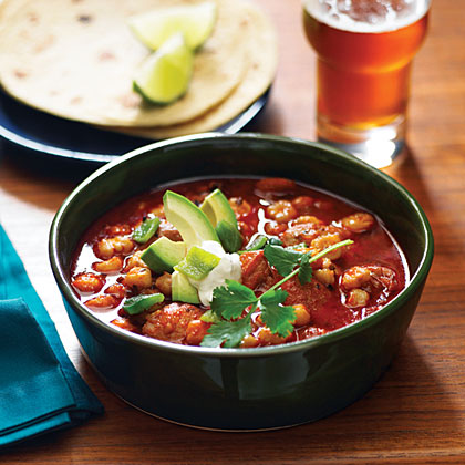 Speedy Chicken Posole with Avocado and Lime 