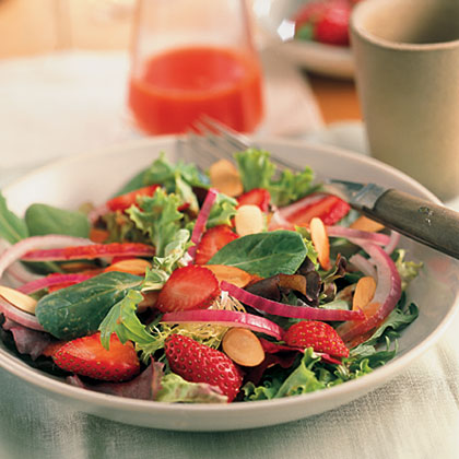 Spring Greens With Strawberries And Honey-Watermelon Dressing