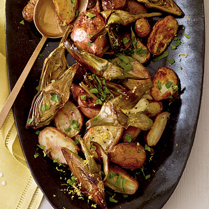 Roasted Fingerling Potatoes and Baby Artichokes 