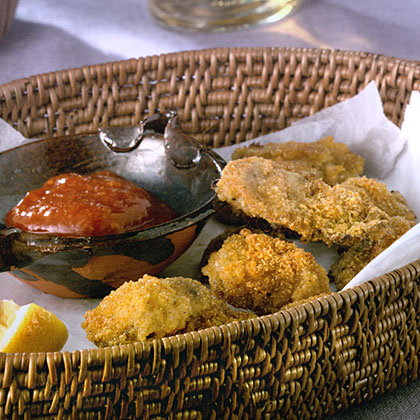 Cajun Oven-Fried Oysters With Spicy Cocktail Sauce 