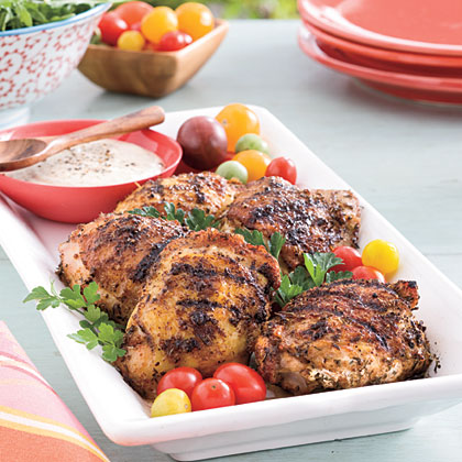 Grilled Chicken Thighs with White Barbecue Sauce 