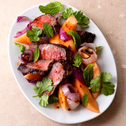 Melon and Steak with Smoked Paprika Dressing 