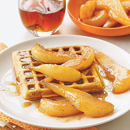 Spiced Waffles with Sauteed Pears