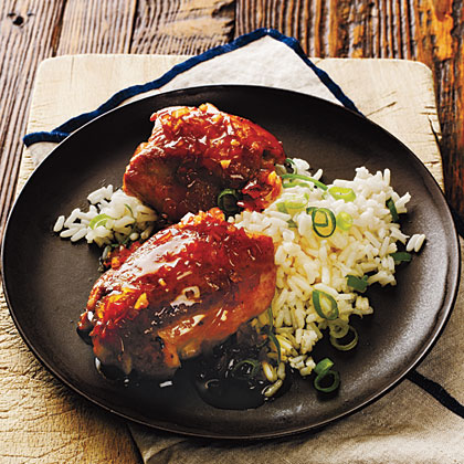 Ginger-Soy Chicken Thighs with Scallion Rice 
