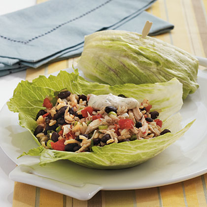 Southwestern Chicken Lettuce Wraps with Spicy Chipotle Dipping Sauce