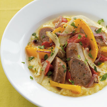 Roasted Vegetables & Italian Sausage with Polenta 
