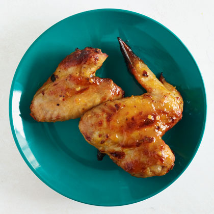 Barbecued Spicy Apricot-Glazed Chicken Wings 