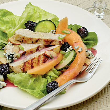 Grilled Chicken Salad with Raspberry-Tarragon Dressing 