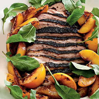 Roasted Pork Belly with Late-Harvest Peaches and Arugula 