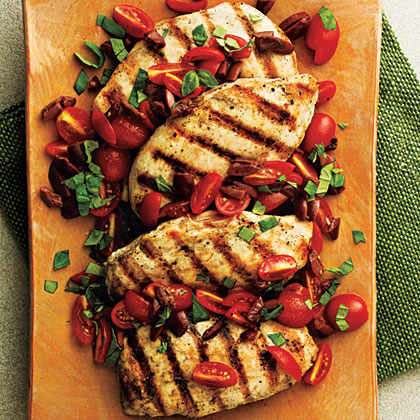 Pan-Seared Chicken with Tomato-Olive Relish