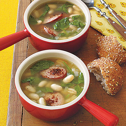 White Bean, Sausage and Spinach Soup 