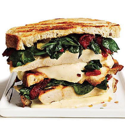 Rosemary-Chicken Panini with Spinach and Sun-Dried Tomatoes 