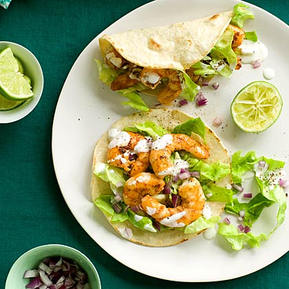 Shrimp Tacos with Lime Crema 