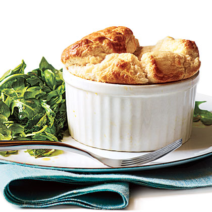 Cheese Souffl&eacute;s with Herb Salad 