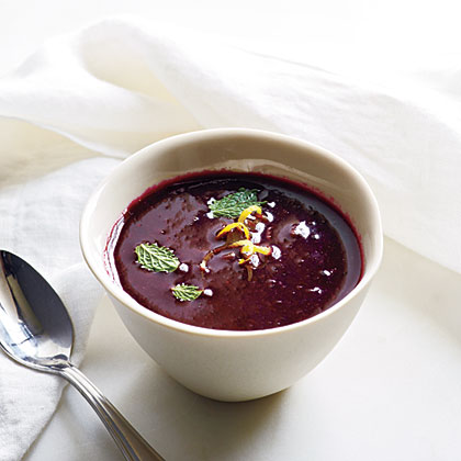 Royal Blueberry Gazpacho with Lemon and Mint 