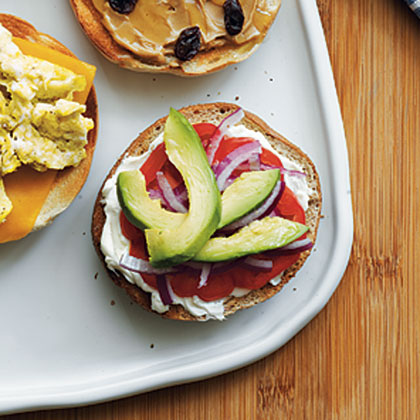 Cream Cheese, Tomato, Red Onion, and Avocado Bagel