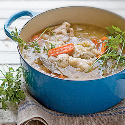 Chicken-and-Vegetable Soup with Herb Dumplings 