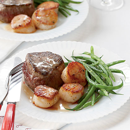 Steak and Scallops with Champagne-Butter Sauce 