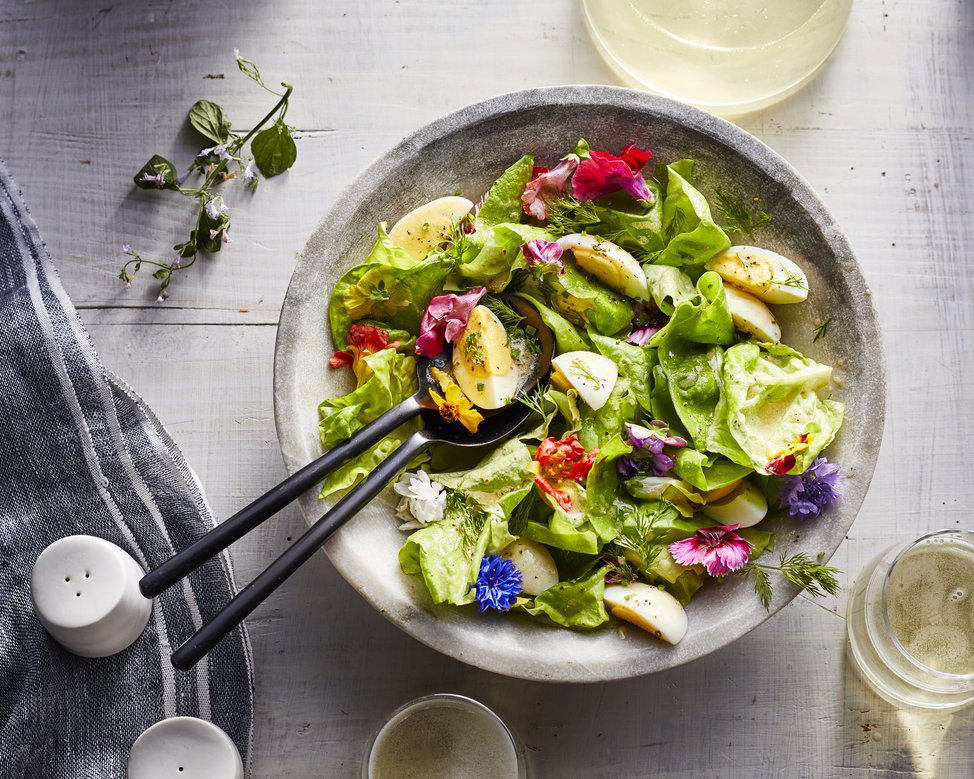 Butter Lettuce Salad with Parmesan Tuiles and Almonds