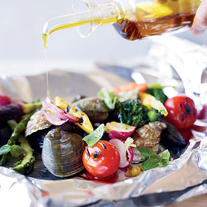Grilled Shellfish and Vegetables al Cartoccio 