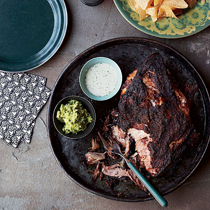 Pork Shoulder Roast with Citrus Mojo and Green Sauce 