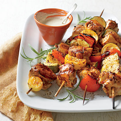 Chicken-Vegetable Kabobs with White BBQ Sauce