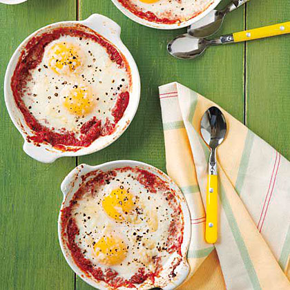 Baked Eggs with Tomatoes and Parmesan