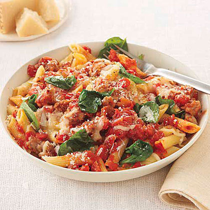 Penne with Spinach and Sausage 