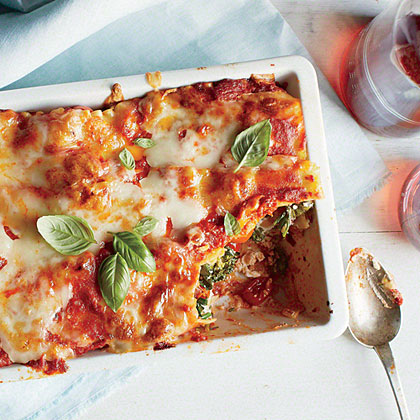 Lasagna with Grape Tomatoes and Broccoli Rabe 