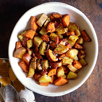 Coconut Pan-Roasted Sweet Potatoes with Sesame Seeds