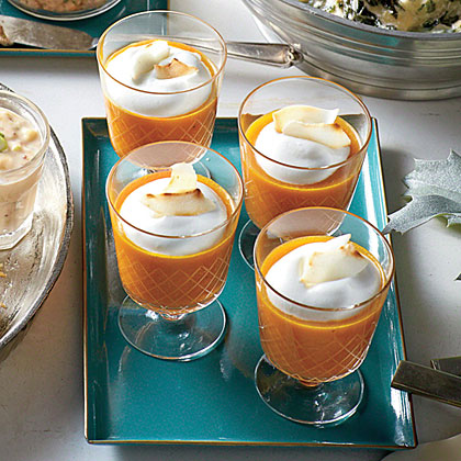 Pumpkin-Carrot Soup Shooters with Coconut Cream