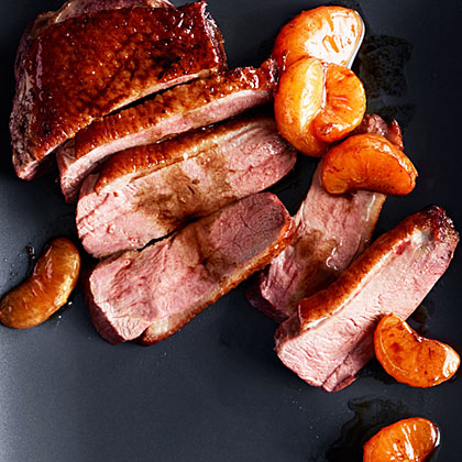 Crispy Duck Breasts with Balsamic-Glazed Tangerines 