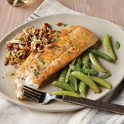 Browned Butter Flounder with Lemon Snap Peas 